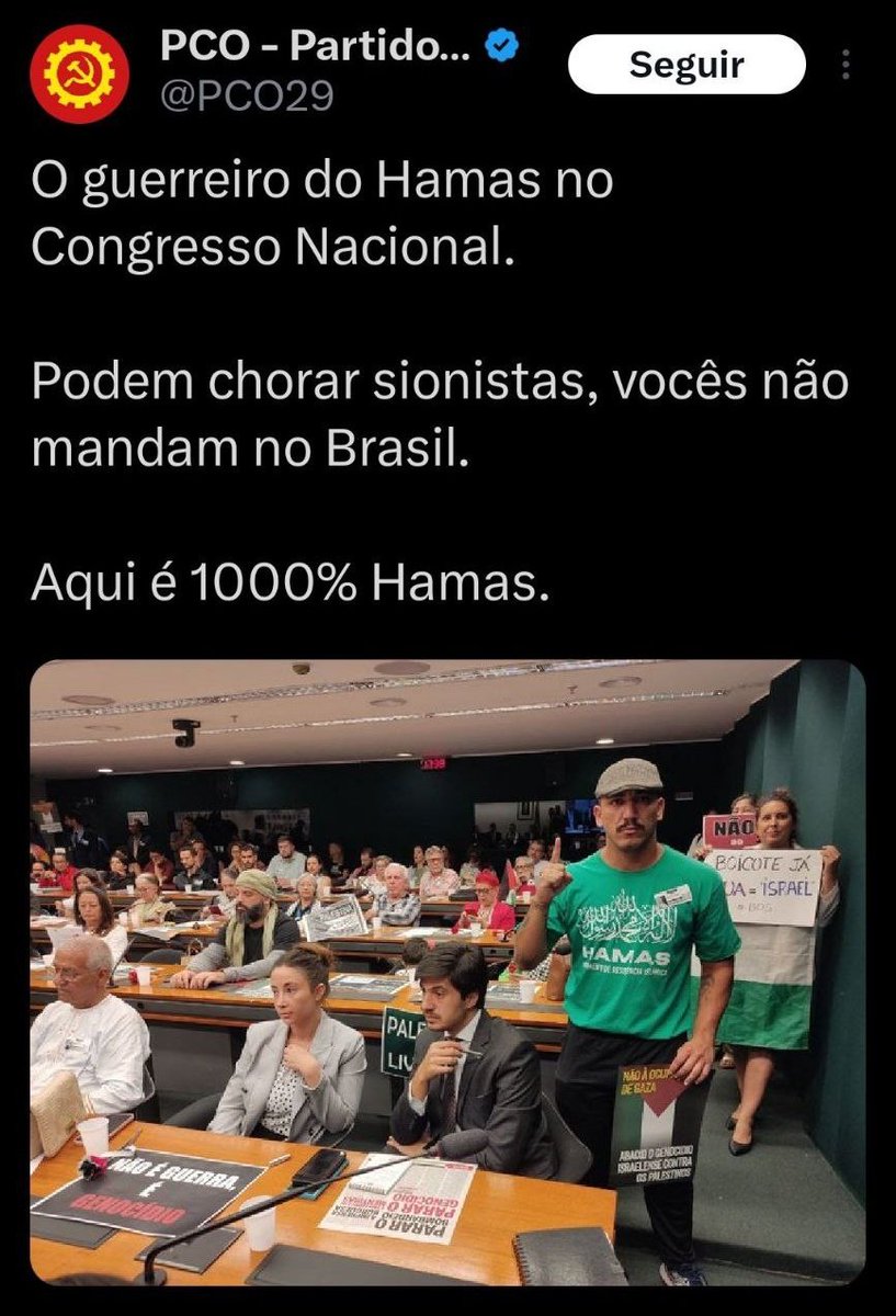 E ainda tem deputado de direita que acha bonito ou coerente os posts deste partido amante de terrorista.😒