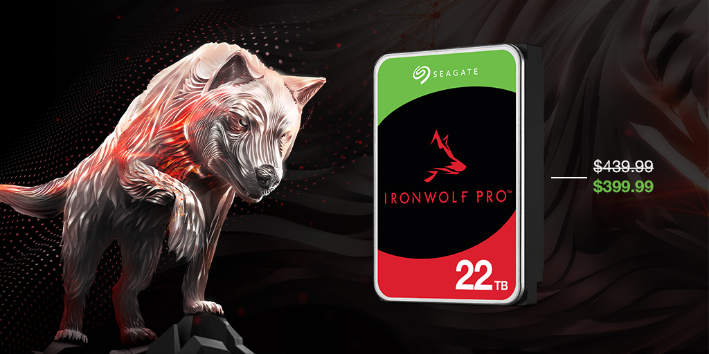 ❗ THIS WEEK ONLY ❗️ Upgrade to IronWolf Pro 22TB for $40 off! Prepare for 24x7 performance, reliability, and dependability in a multi-bay and multi-user interface. 🐺 This deal won’t last long: seagate.media/6014YK3sp #SeagateIronWolf #NAS