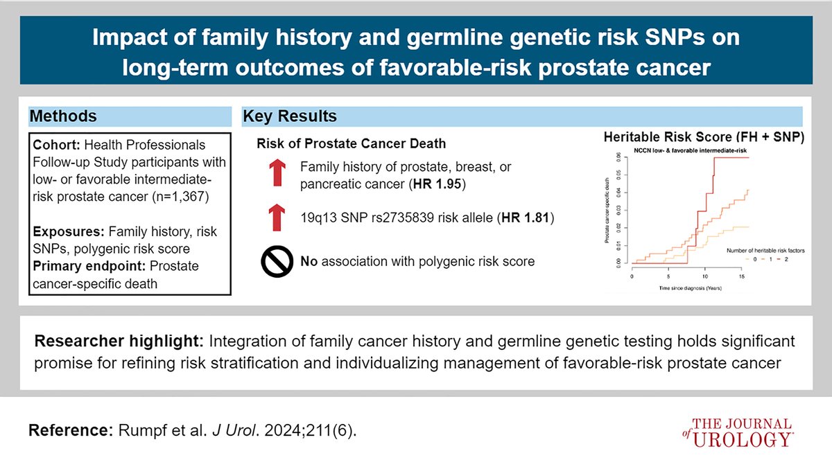 @CGM_MGH associate member and @MGHUrology faculty @KeyanSalari & colleagues find integration of family history + germline genetics refines risk stratification to help individualize prostate cancer care. More here: auajournals.org/doi/10.1097/JU…