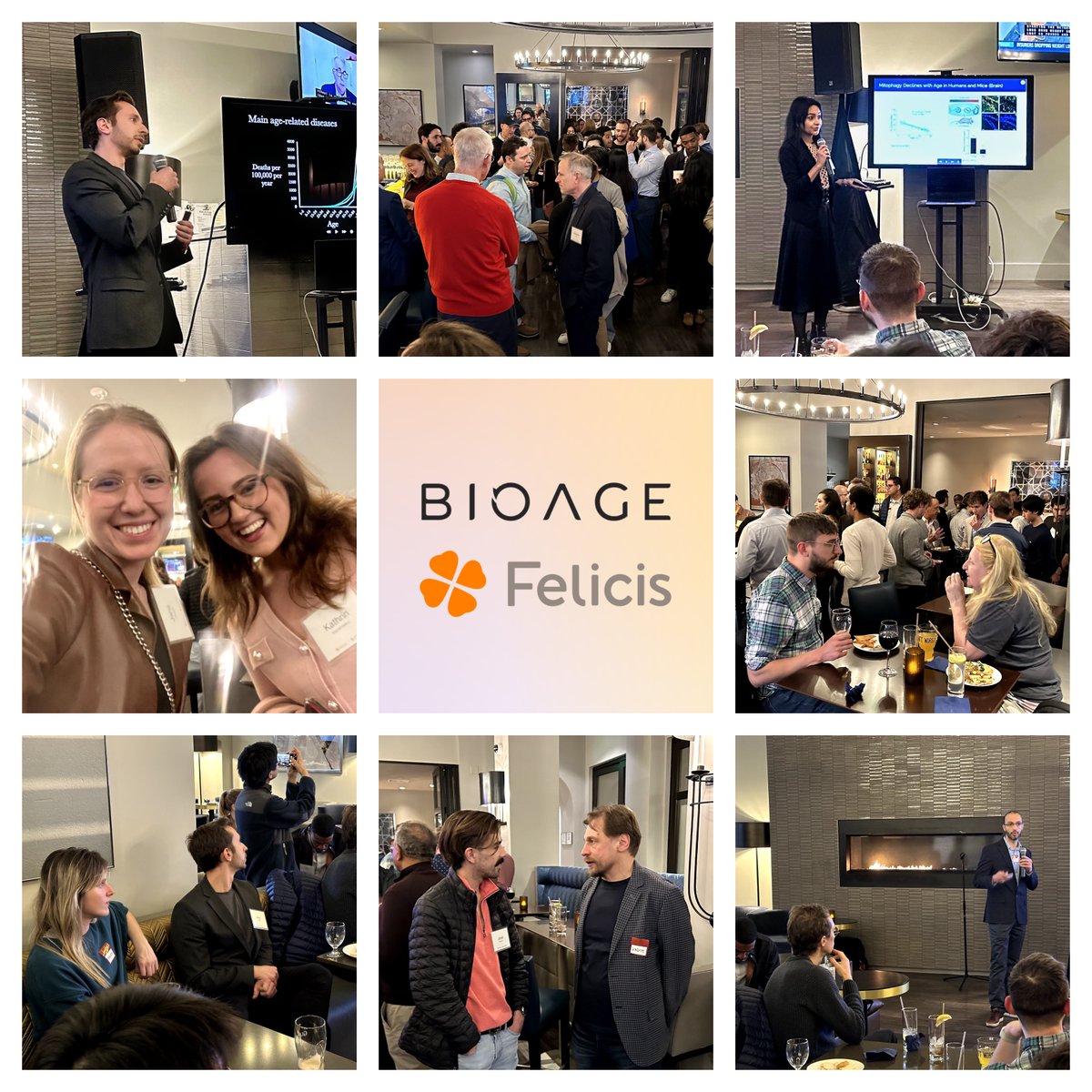 Thanks to all who joined us for our third Boston Longevity Biotech mixer—especially our amazing speakers @Dr_Behrouz (@VincereBio), @mahdi_moqri (@agingbiomarkers), and @amplesa (@geochurch lab). Deep gratitude to our old friends & co-sponsors @felicis. Can't wait for next time!