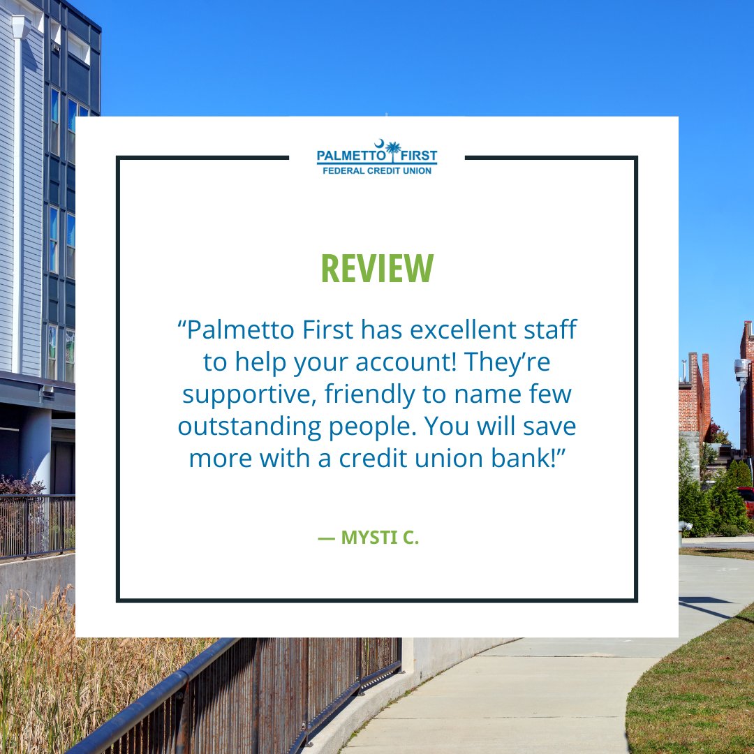 Thank you so much to Mysti C. for leaving such a nice review! Come enjoy the credit union difference with us today. 

#ThankYou #CreditUnionDifference #CommunityLove