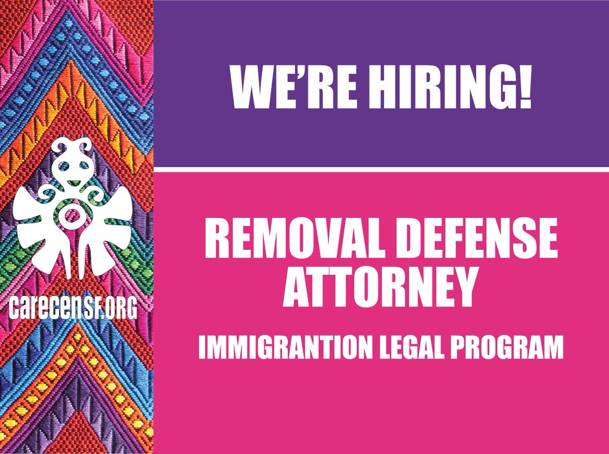 Make a difference in our Community! Join our CARECEN SF Legal Team! We are hiring for a Full-Time Removal Defense Attorney! Click the link below for job description: carecensf.org/job/removal-de…