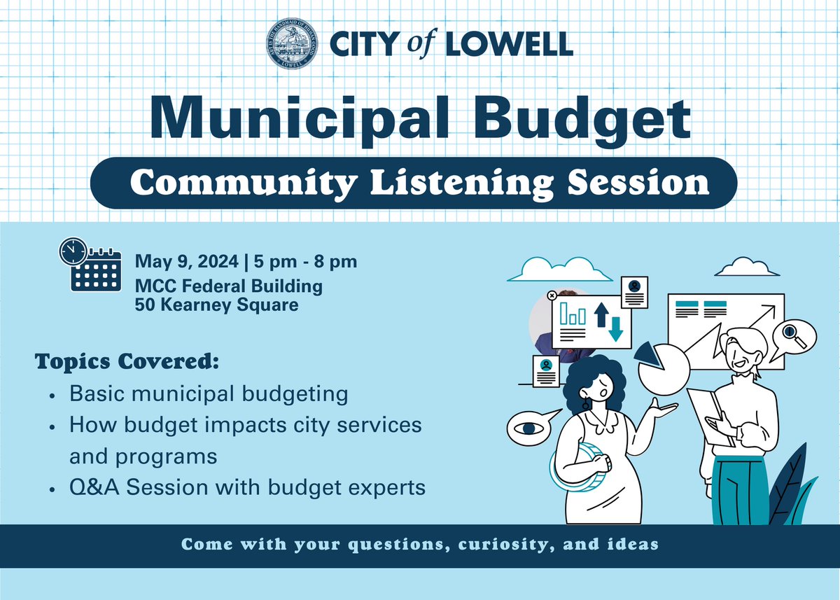 Join us for a Municipal Budget Community Listening Session! 🗓️ Thurs, May 9 ⏰ 5PM-8PM. 📍 MCC Federal Building, Assembly Room, 50 Kearney Sq Bring your questions, curiosity, and ideas 💭 🔗 fb.me/e/6uuJoSYfh