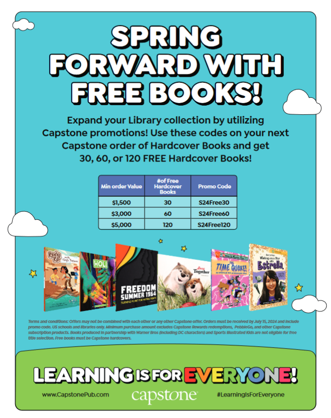 Now is the time to update your collection with @CapstonePub! Spring Forward with Free Books + Free Shipping and Processing!  #LearningIsForEveryone
