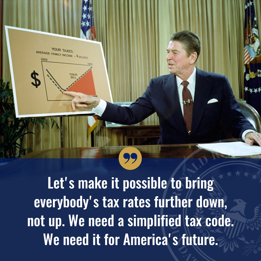 President Reagan believed in the power of lower taxes to stimulate economic growth and put more money back in the hands of hardworking Americans. #RonaldReagan #TaxCuts #AmericanDream #taxcode