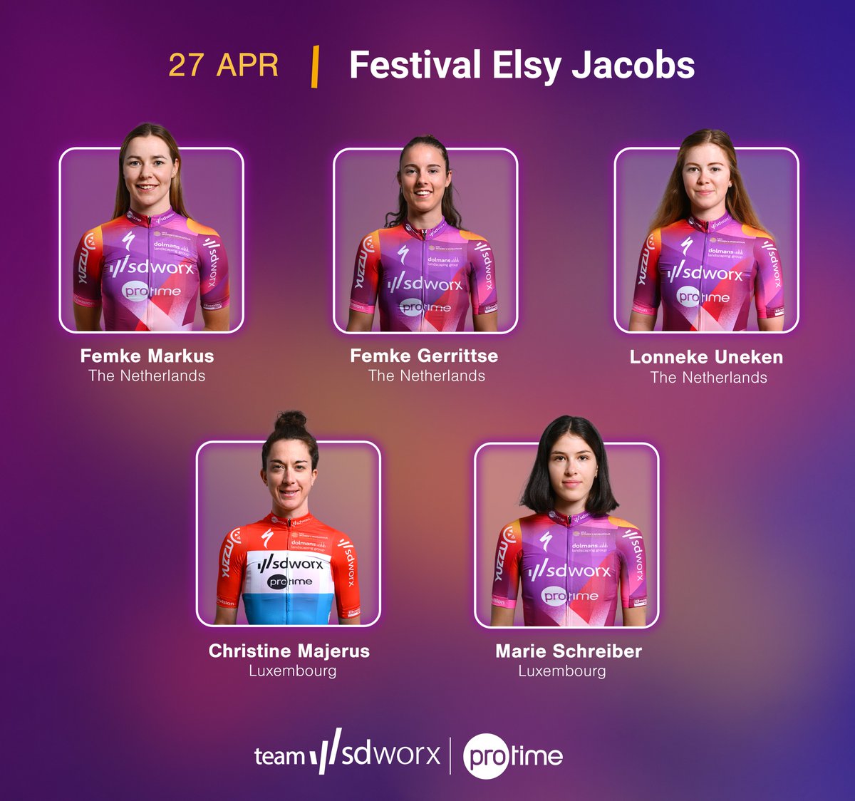 Ready for the home race of Christine Majerus and Marie Schreiber: Festival Elsy Jacobs Other riders: Femke Markus, Femke Gerritse and Lonneke Uneken. #wesparksuccess