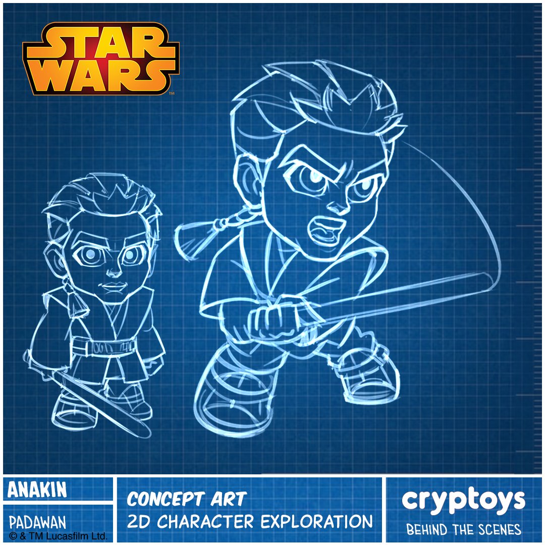 Happy Friday! You know what time it is! #BTS Peek into the creative process of Cryptoys! 🎨 Dive into these captivating 2D concept sketches of Rare Star Wars Padawan Anakin Skywalker Cryptoys. #BehindTheScenes #StarWars