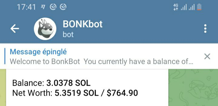 J'ai fait une après midi gambling sur $Solana. J'ai fait 1 to 5.3 SOL avec notamment une très belle perf sur $opple.
Je fais ça encore quelques jours et je vous fais une vidéo de la petite technique que je suis en train d'affiner.
<a href="/bonkbot_io/">Telemetry</a> : t.me/bonkbot_bot?st…