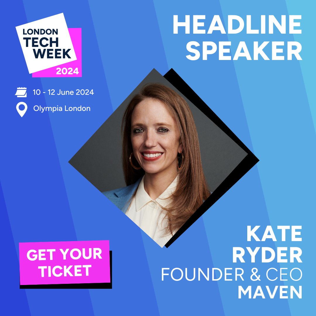 Another outstanding #SpeakerSpotlight to close off your week...

@_KateRyder, Founder & CEO of @mavenclinic: the largest virtual clinic for women's and family health, will take to the #LondonTechWeek Main Stage 🎉

Join us and hear from Kate onsite: spr.ly/6016bLtbn