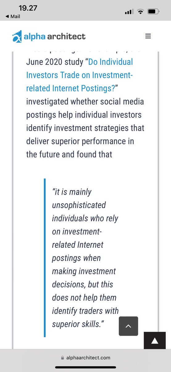 Tutkimuksen mukaan lähinnä kokemattomat sijoittajat tekevät sijoituspäätöksiä somepostausten pohjalta. Ei niin hyvin seurauksin.

alphaarchitect.com/2024/04/market…