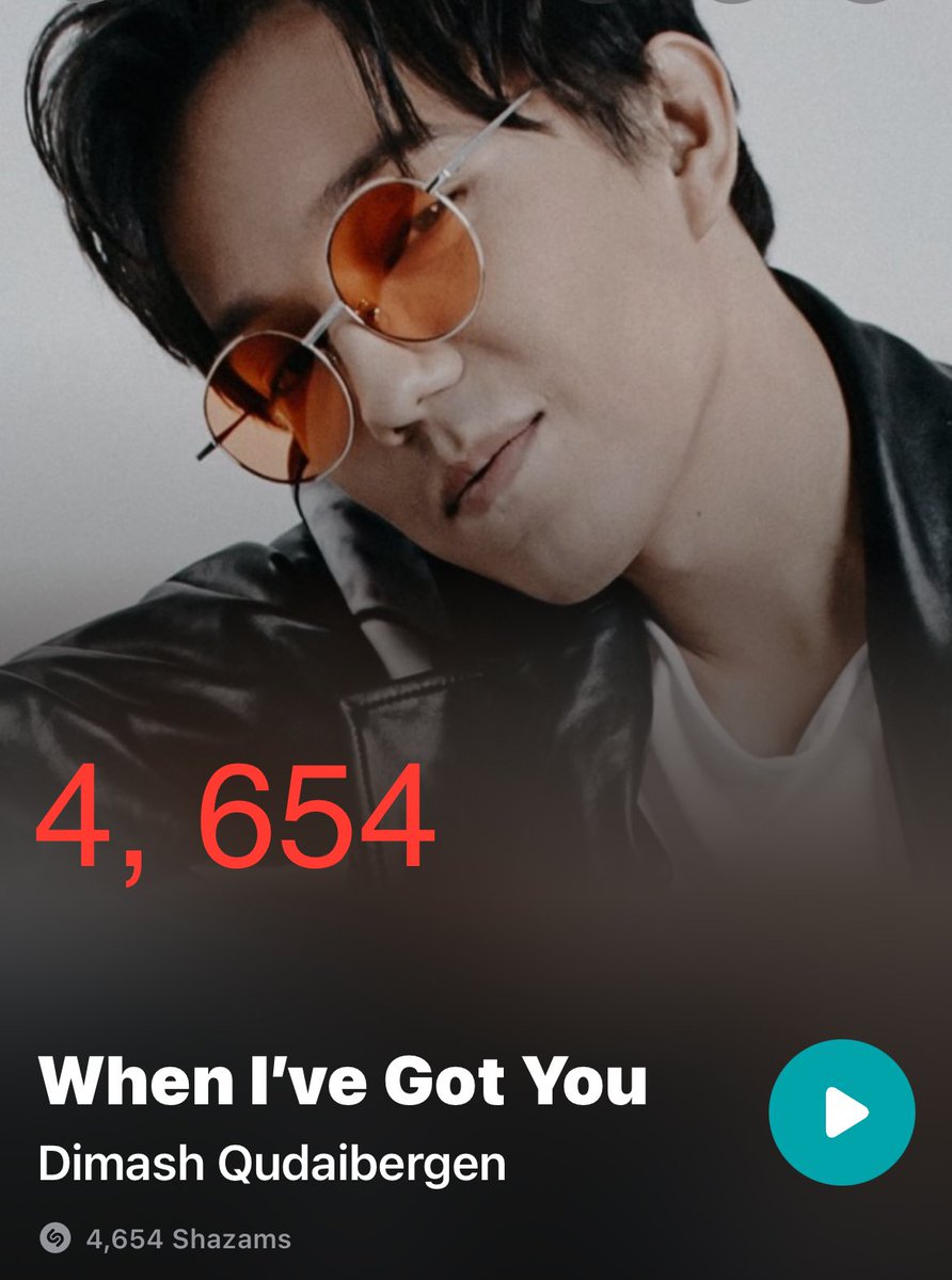 @DiDearsHispanos @dimash_official 26 abril 2024 “WHEN I‘VE GOT YOU” 4, 654 Shazams THE KAZAKH SUPERSTAR #DimashOnShazam #DimashQudaibergen #WhenIveGotYou ▶️ youtu.be/CTjmvlMnclE?si… ▶️ open.spotify.com/track/5L3Nm5Vs…