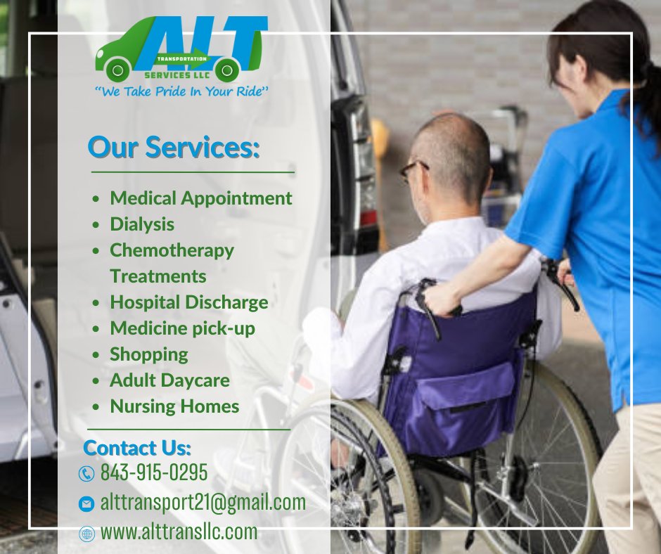 Seeking a ride? ALT Transportation, LLC offers Non-Emergency Medical Transportation (NEMT) services, guaranteeing safe and punctual arrival to your appointments. Allow us to handle the driving while you prioritize your well-being. #NEMT #ConwaySC #AltTransportation