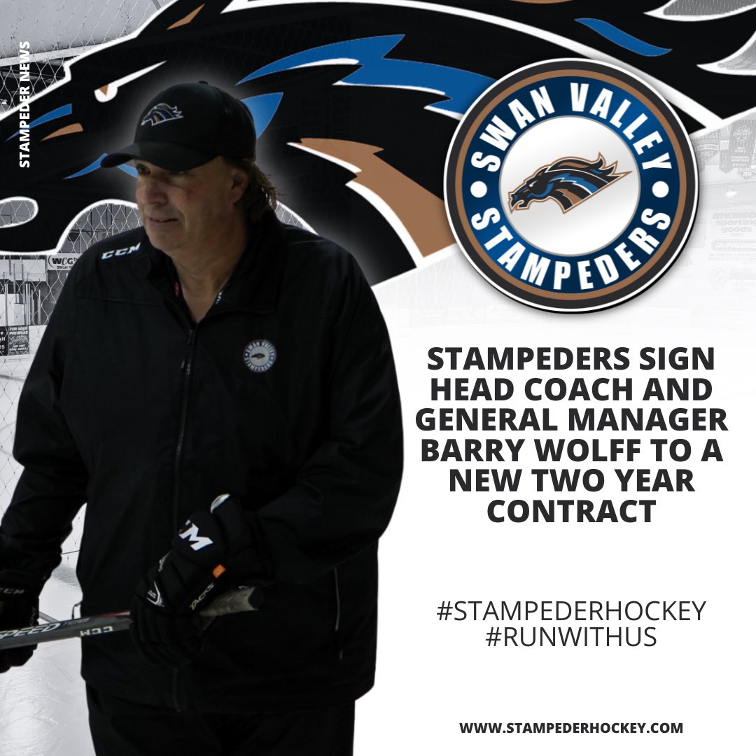 The Swan Valley Stampeders sign Head Coach and General Manager Barry Wolff to a new two year deal.

Please read here | stampedershockey.com/wolff-set-to-r…

#RunWithUs #StampederHockey