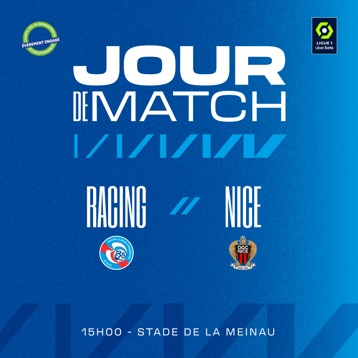 RCSA's tweet photo. 💥 𝐉𝐨𝐮𝐫 𝐝𝐞 𝐦𝐚𝐭𝐜𝐡 !

🆚 @ogcnice 
🏡 Stade de la Meinau !
🏆 J31 @Ligue1UberEats 
🕒 Coup d'envoi 15h00
#️⃣ #RCSAOGCN
📺 @PVSportFR 

💙 𝗔𝗟𝗟𝗘𝗭 𝗥𝗔𝗖𝗜𝗡𝗚 ! https://t.co/hscUn8WwkL