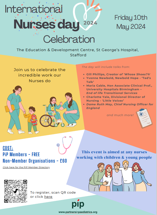 Delighted to be asked to speak / run a taster #WhoseShoes session at this important @PiPforpaeds celebration event on #InternationalNursingDay2024, 10 May 2024 Join us! @rachyjc82 @CNOEngland @YvonneNewbold @Lyse_e @KathEvans2