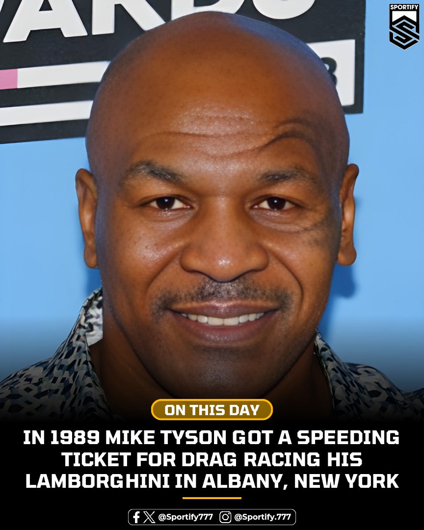 #OnThisDay in 1989! 🚨 Mike Tyson's need for speed lands him in trouble! 🚗 

The boxing legend gets busted for drag racing his Lamborghini in Albany, New York. Guess even Iron Mike wasn't above the law! 😂

#Sportify #SportsNews  #MikeTyson #SpeedDemon #Lamborghini #Legend
