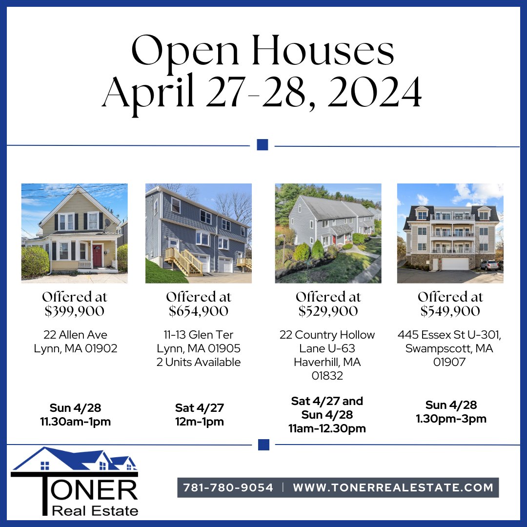 Please Join Us At This Weekend's Open Houses! 🏡 

#RealEstate #ForSale #OpenHouses #TonerRealEstate #PropertyExpert