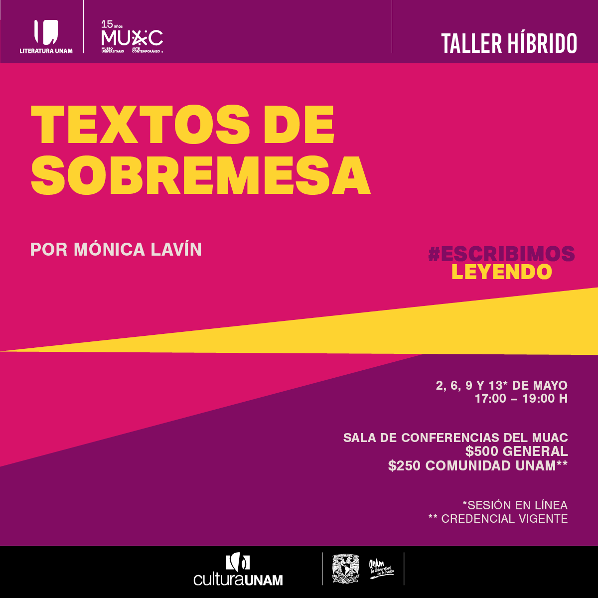 ¿Quieres sumergirte en los placeres de escribir sobre gastronomía y rituales en la mesa? ¡Entonces este taller híbrido es perfecto para ti! En el taller 'Textos de sobremesa', impartido por Mónica Lavín @mlavinm, descubrirás cómo transformar tus palabras en deliciosas…