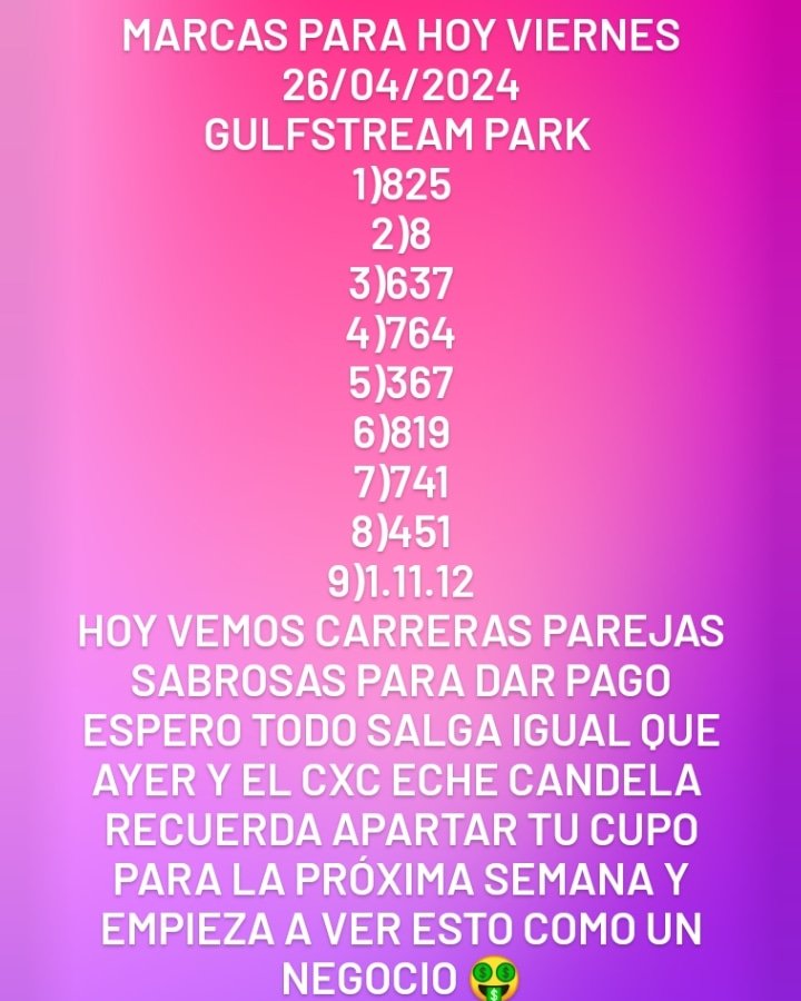#Hipismo 
#Gulfstreampark 
#Aqueduct 
#Santaanitapark
#apuestas
#apuestashipicas
#winners 
#HorseRacing 
Esperemos seguir la racha de ayer a ligarrrr🍀🍀🍀
