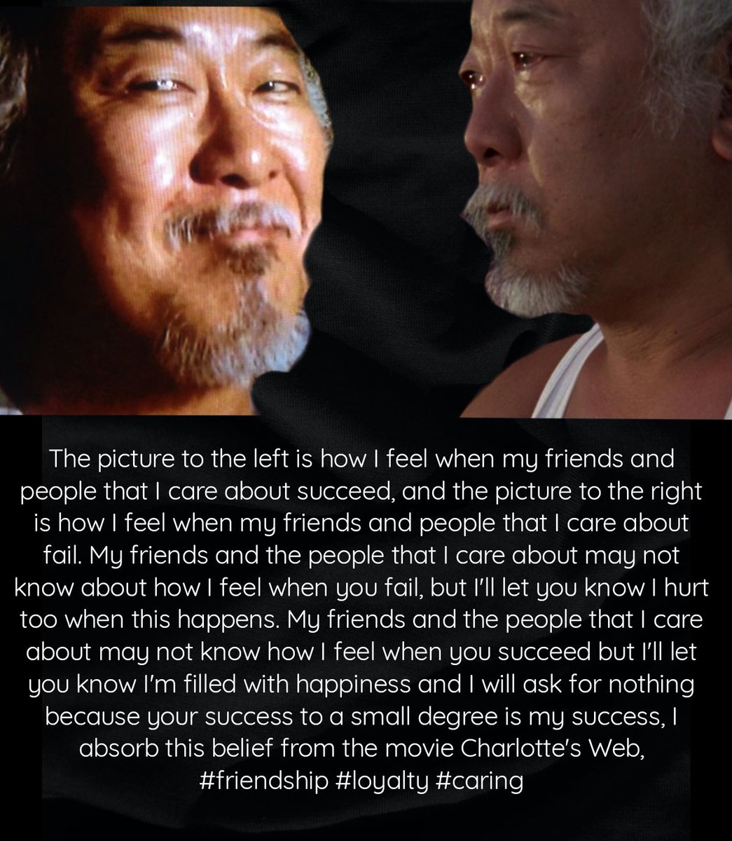 I love the friendship that I seen between Mr Miyagi Pat Morita and Daniel LaRusso @ralphmacchio in the #Thekaratekid 1984 the uplifting power of friendship and loyalty and caring. Thank you for help getting me through the 80s Mr Miyagi rest in peace ❤️✨✨😥🥹🥹