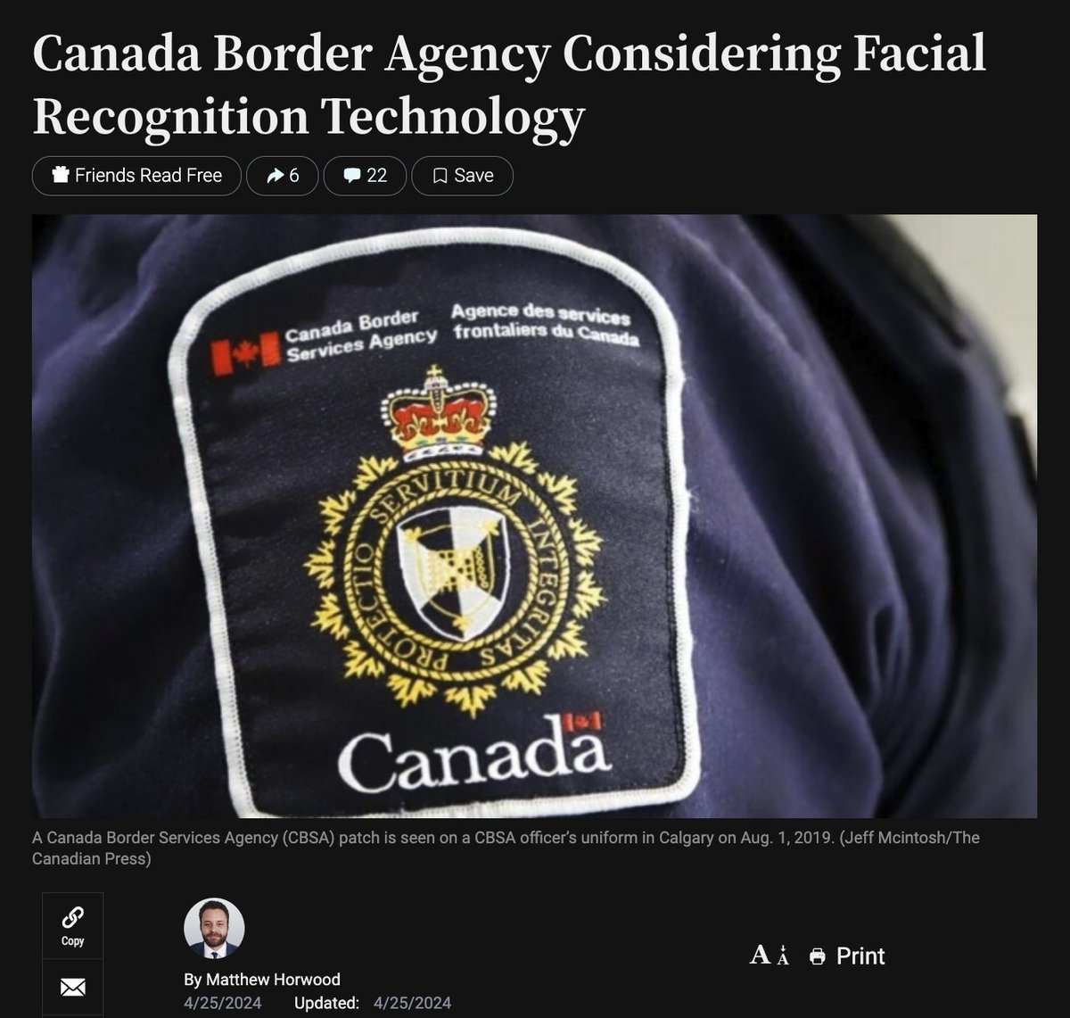 CBSA: 'We are putting in place tools and technologies to build the border of the future” What future? In communist China facial recognition is used for total surveillance and control. Is that the future the government wants? Probably. theepochtimes.com/world/canada-b…