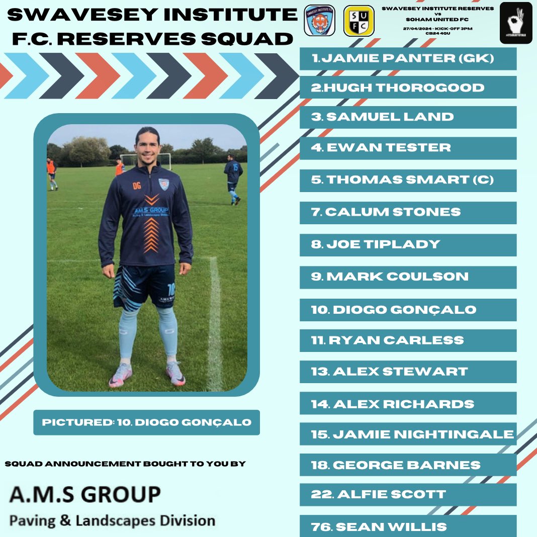 FINAL SQUAD ANNOUNCEMENT OF THE SEASON 💙

Several changes as we bring our season to a close at home. We welcome both Diogo and Jamie N, who both return from injury! The lads are ready to give it everything for the last time this season! 💪

#UPTHESWAVO 
#ITSOKAYTOTALK 
💙👌💙