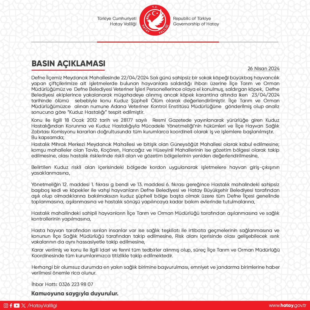 Kamuoyuna saygıyla duyurulur.