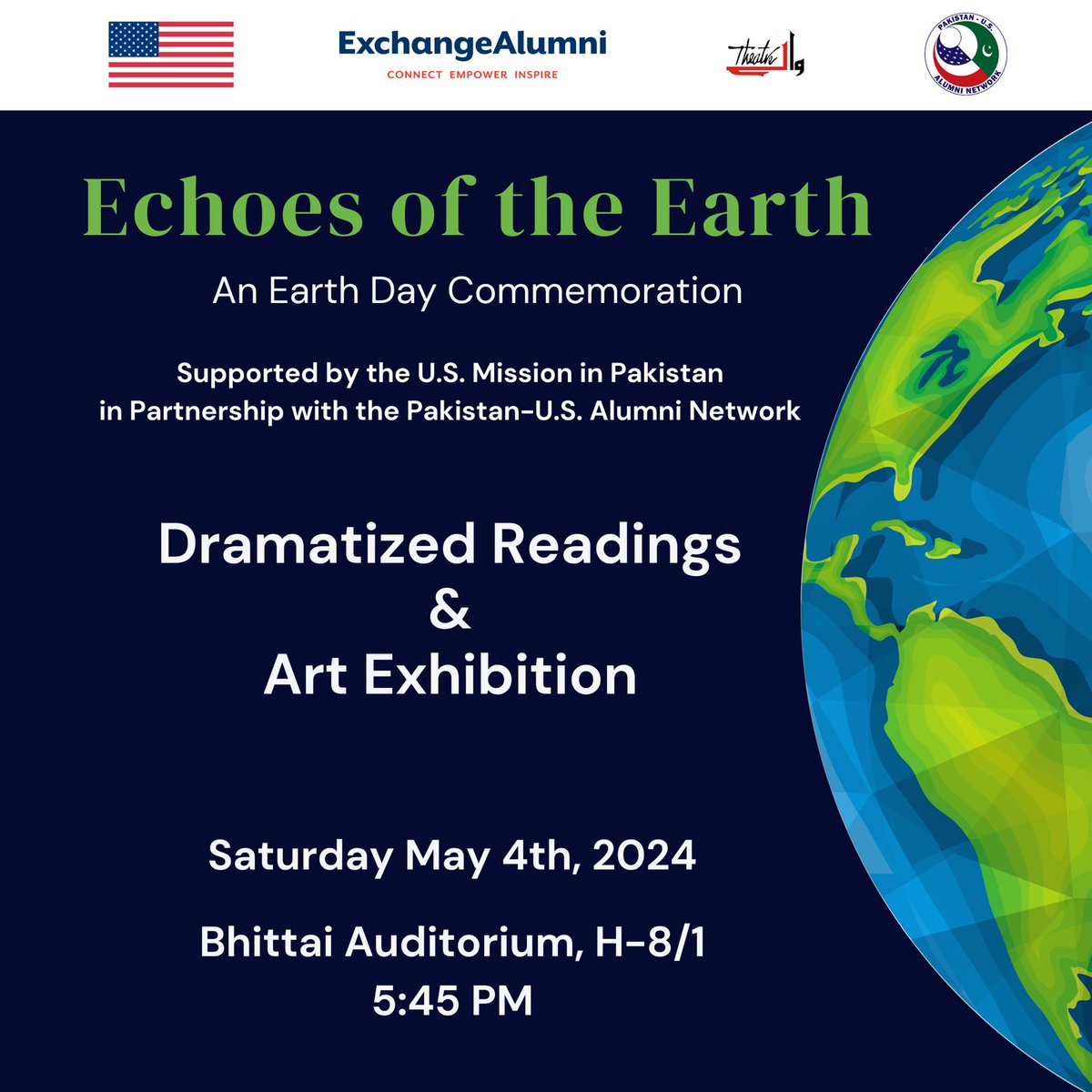 See you guys on 4th May in Islamabad.
To attend, please fill out this form: forms.gle/vxuDjMBgwvom7J…
#climate #climateChange #Islamabad #DramaticReadings #ArtExhibition #ClimateAction #EarthDay
@PakUSAlumni