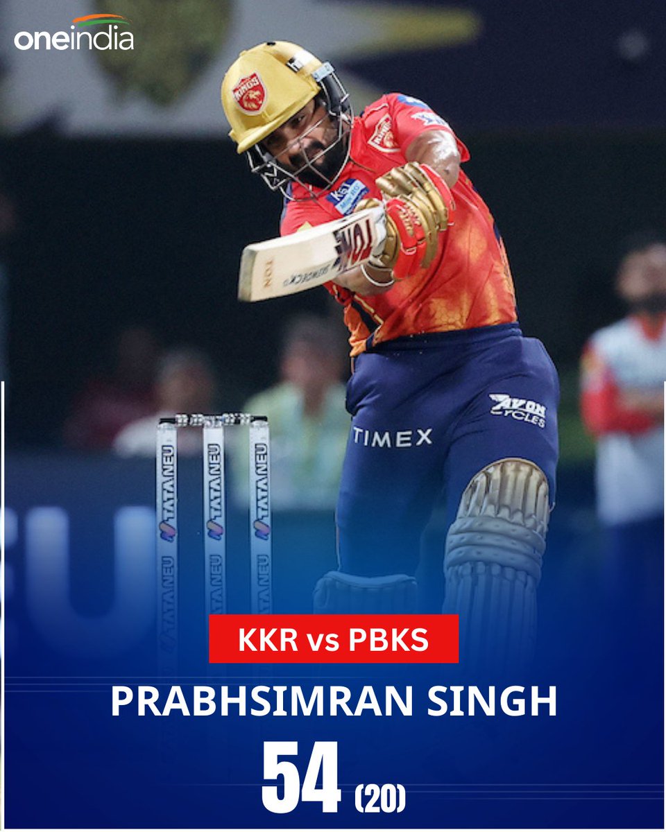 Prabhsimran Singh run out for 54 (20). 💔 - An unlucky dismissal for Prabh! PBKS 93/1 after Powerplay. #PrabhsimranSingh #KKRvsPBKS #PBKSvsKKR #KKRvPBKS #PBKSvKKR #PunjabKings #TATAIPL #TATAIPL2024 #IPL2024 #Oneindiatelugu 📸: IPL/BCCI