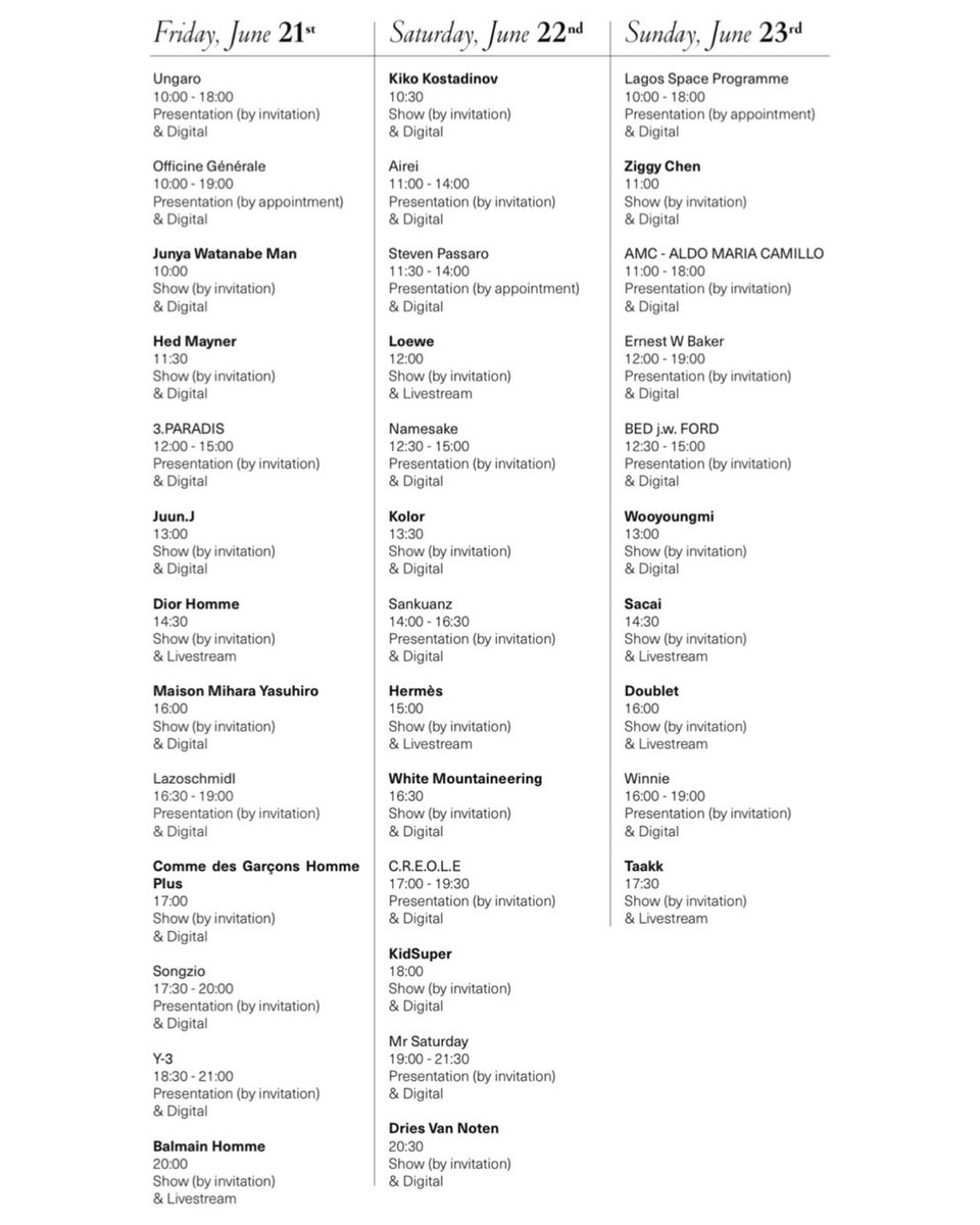 Paris Fashion Week Menswear SS ‘25 schedule is here!