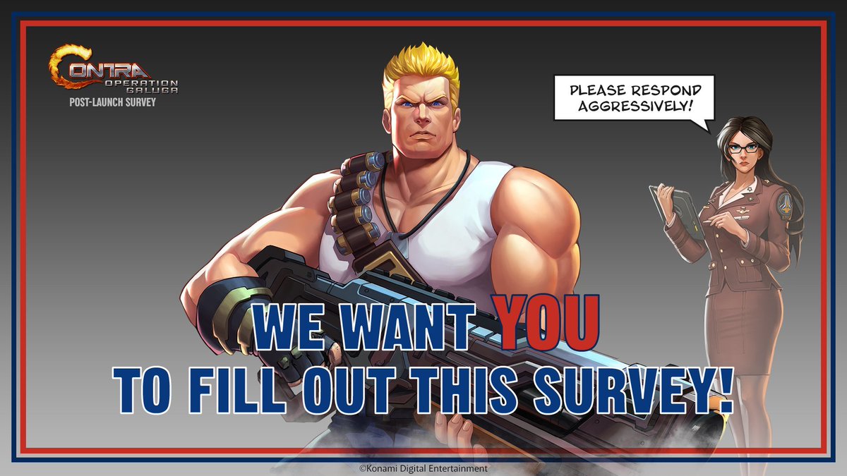 Contra fans, command wants a debrief on Operation Galuga 🌐 📣 Let us know your thoughts by filling out this survey: smartsurvey.co.uk/s/0L2AGV/