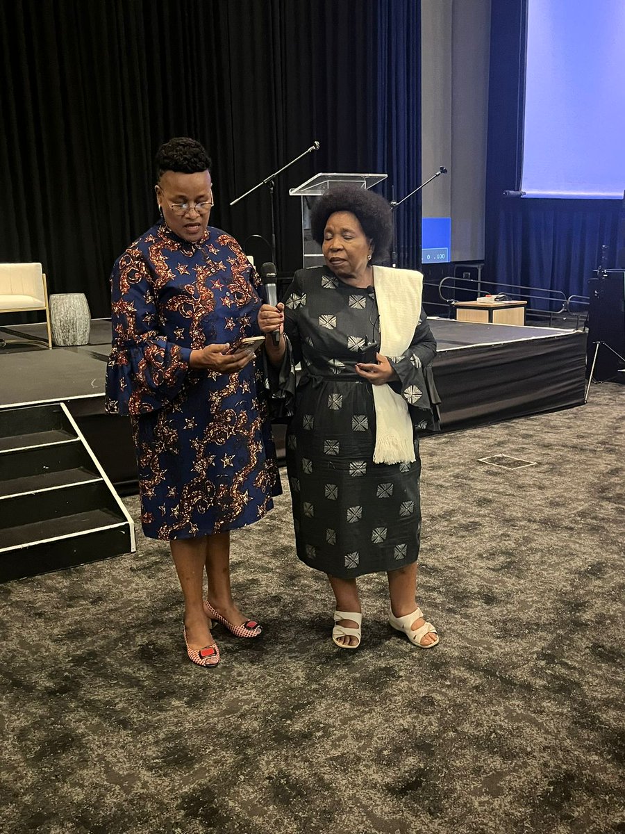 Minister of @DWYPD_ZA @DlaminiZuma with the DG of @DWYPD_ZA , Adv MJ Maluleke, at the briefing session of the 22 female engineering students who are taking part in the Solar Technology Training Program in India