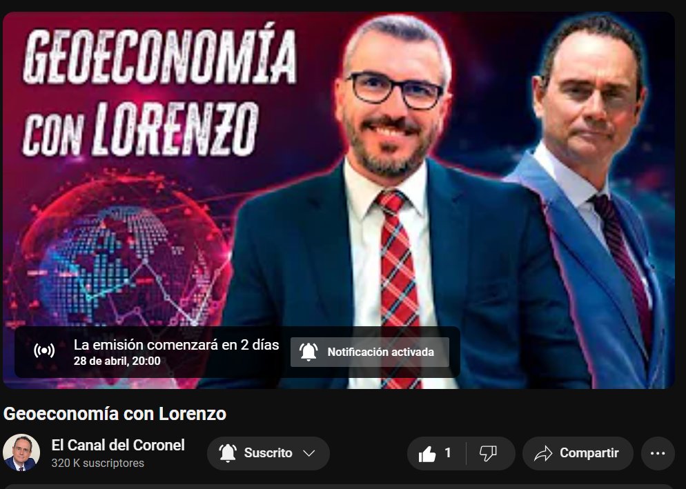 El 28 de abril @LorenzoRamirez_ en el Canal del Coronel @geoestratego youtube.com/watch?v=db_hGh…