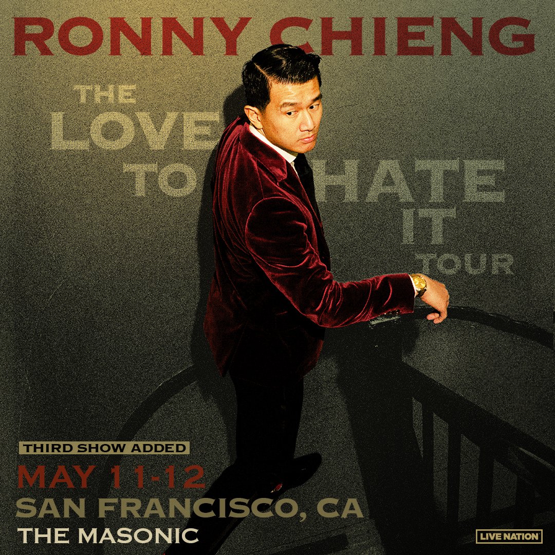 If you missed out @ronnychieng's first round of sold-out shows at @sfmasonic, you're in luck! 👏 Tickets for his 5/12 set are on sale NOW – get 'em before they're gone: t.dostuffmedia.com/t/c/s/133158