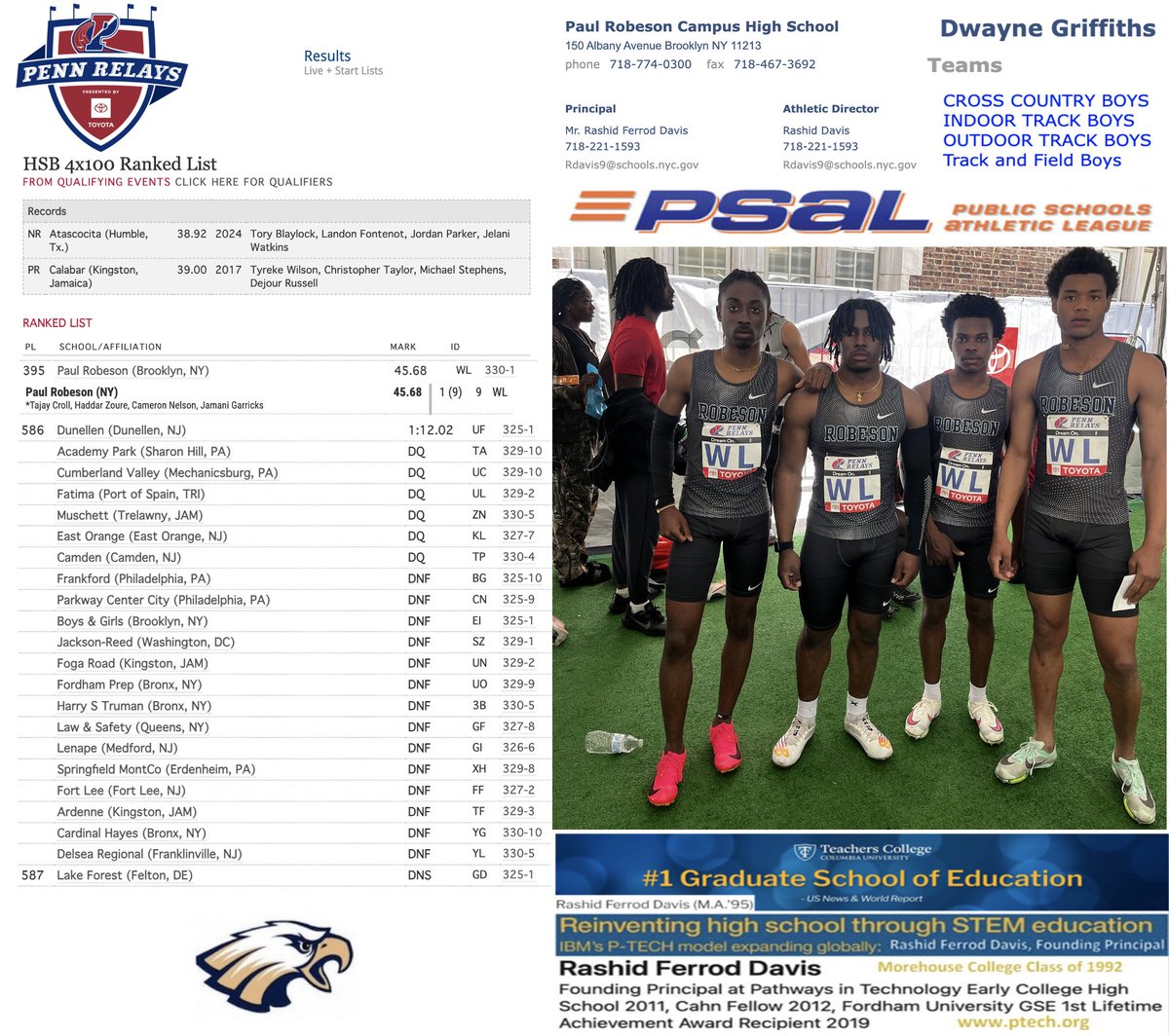 @pennrelays 2024 Paul Robeson Campus Boys @MileSplitNY #weareptech #skillsbuild #skillsfirst #skills2030 @rashidfdavis