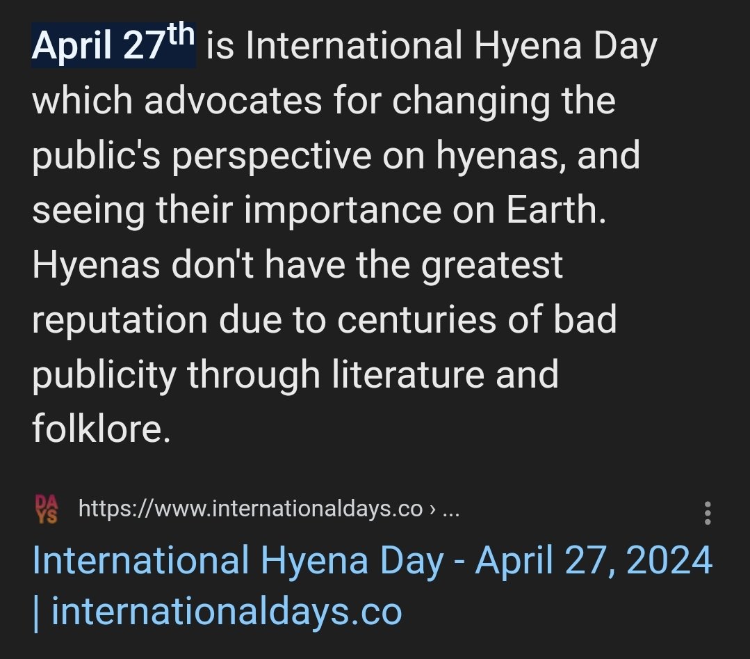 averyyeen's tweet image. Tomorrow is International Hyena Day!