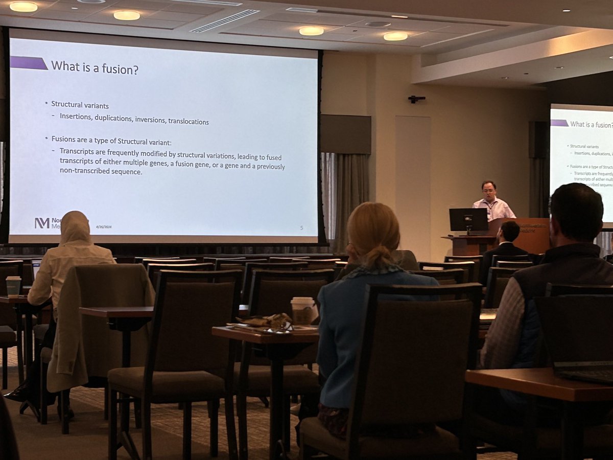 @NU_Pathology Dir. of Bioinformatics, Dr. Santana dos Santos, is presenting on Technical Aspects of Fusion Detection during the @LurieCancer #2024 OncoSet Symposium! ⁦@NUFeinbergMed⁩ 🧬