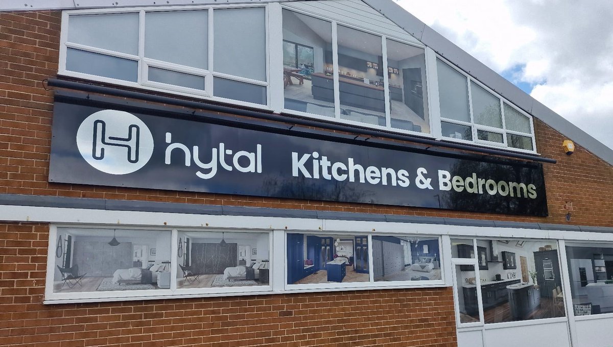 Huge thanks to Darren and Billy from @TDPLeeds for working hard in the rain storm to fit our fantastic new sign - we love it! #hytal #hytalkitchens #hytalbedrooms #teamhytal #kitchen #kitchendesign #bedroom #bedroomdesign #homeimprovement #shoplocal #shopmorley