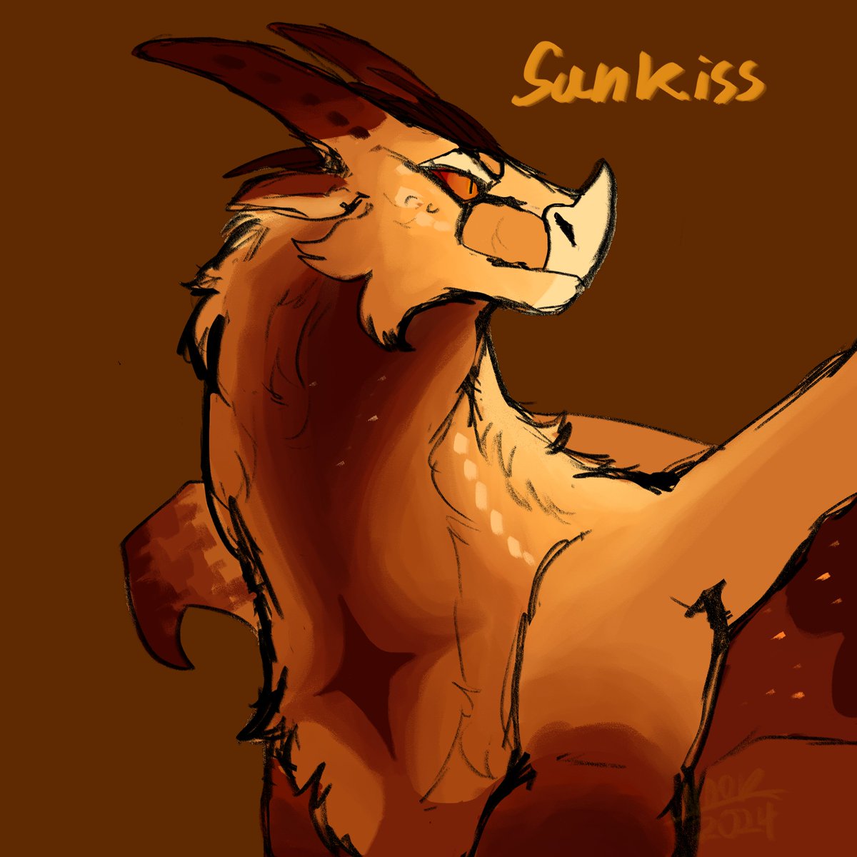 A sunkissed nightwing born in direct sunlight giving them a strange coloration 
.
.
.#wof #wingsoffire #nightwing #art