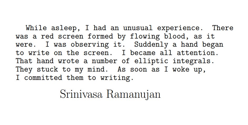 Remembering our own genius, the greatest mathematician Srinivasa Ramanujan.