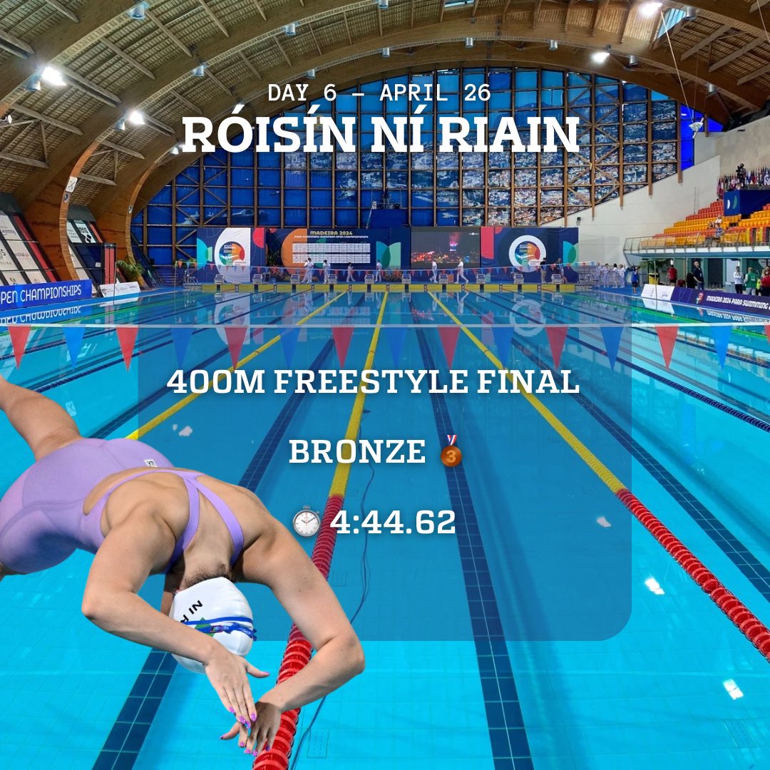 We hope she has extra room in her suitcase!

ANOTHER European medal for Ní Riain!

Bronze in the 400m freestyle 🙌🏻

#Madeira2024 | #ParaSwimming | #TheNextLevel