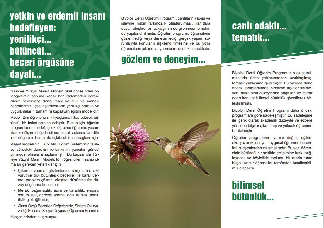 ♦️Köklerinde bilgi, odağında beceri, hedefinde gelecek!

"Biyoloji Dersi Öğretim Programı"

#KöklerdenGeleceğe
#TürkiyeYüzyılınınMüfredatı

<a href="/tcmeb/">Millî Eğitim Bakanlığı</a> <a href="/Yusuf__Tekin/">Yusuf Tekin</a>
<a href="/MucahitYentur/">Murat Mücahit Yentür</a>