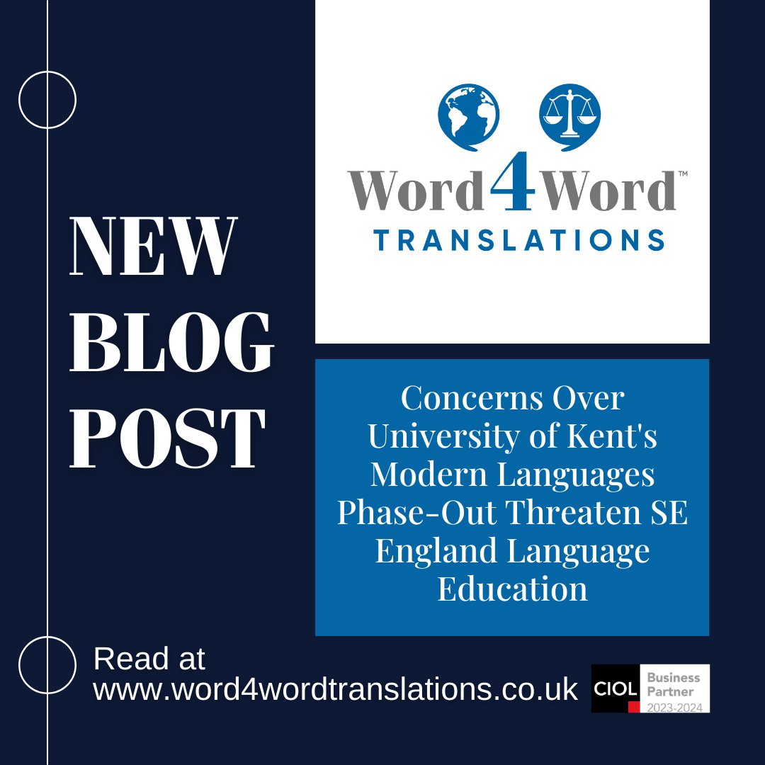 New Blog Alert: University of Kent's Modern Languages Phase-Out Threatens SE England's Linguistic Landscape! Explore the impact and join us in advocating for language education. Read now! 

word4wordtranslations.co.uk/university-of-…

#SaveModernLanguages #SEEngland #languagestudy
