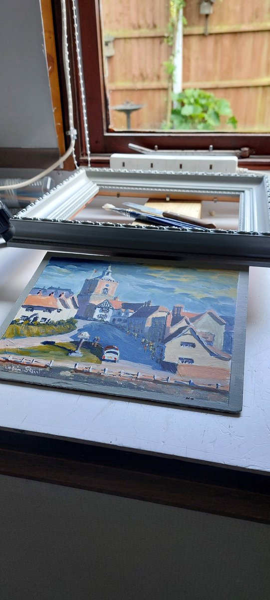 Just prepare the frame for my acrylic, 'Village Sign, Finchingfield, Essex, UK. #colinsteed #colinsteedart1 #watercolour #watercolor #acrylic #essex ##essexlife
