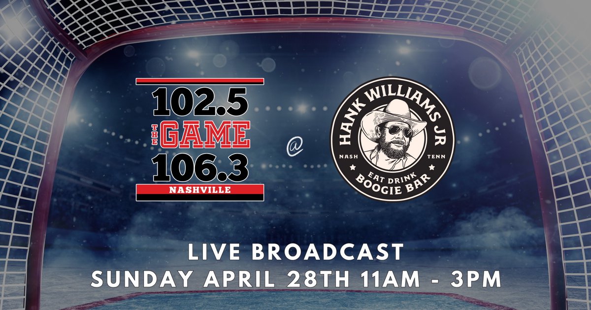 TODAY, join the excitement with 102.5 The Game at Hank's Bar, your ultimate pre and post-game destination for the Preds playoff showdown! Chase McCabe, Adam Vingan & Jared Stillman will be broadcasting LIVE on the rooftop from 11AM - 3PM. *Must be 21 or older to enter.*