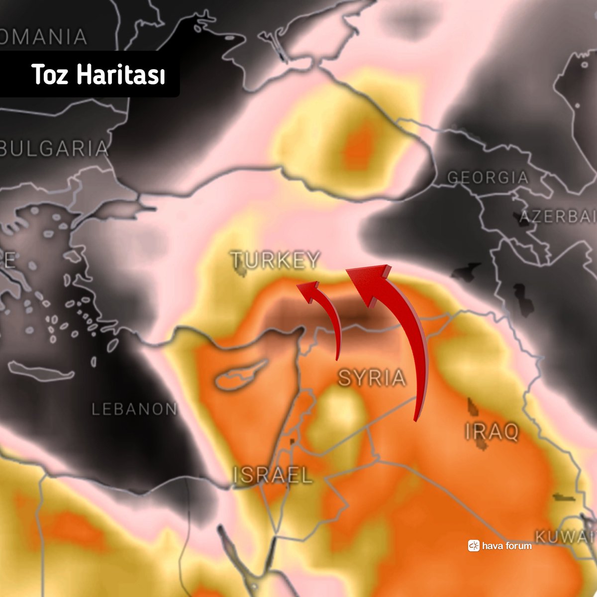 Son Dakika | Pazartesi gecesi Suriye üzerinden ülkemize çok kuvvetli bir toz girişi olabilir. Gelişmeleri takip ediyoruz.