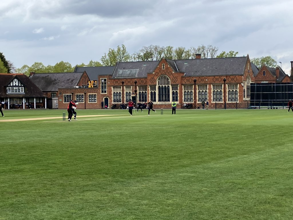 Friday night cricket for @LboroGSSport 1st XI against @NottsHigh reduced to 16 overs a side. Lots of white ball action.