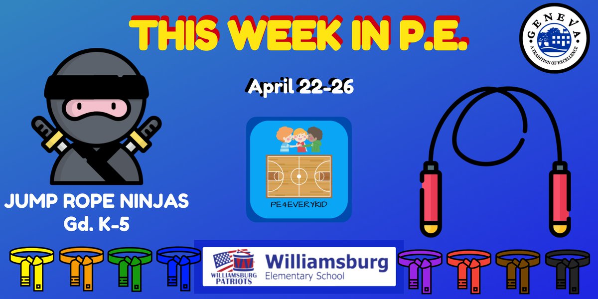 'This Week in P.E.' - an inside look at our culminating activity from our jump rope unit - Jump Rope Ninjas! bit.ly/TWinPE4-26-24

#physed #physicaleducation #peteacher #elementarype #primarype #jumprope
