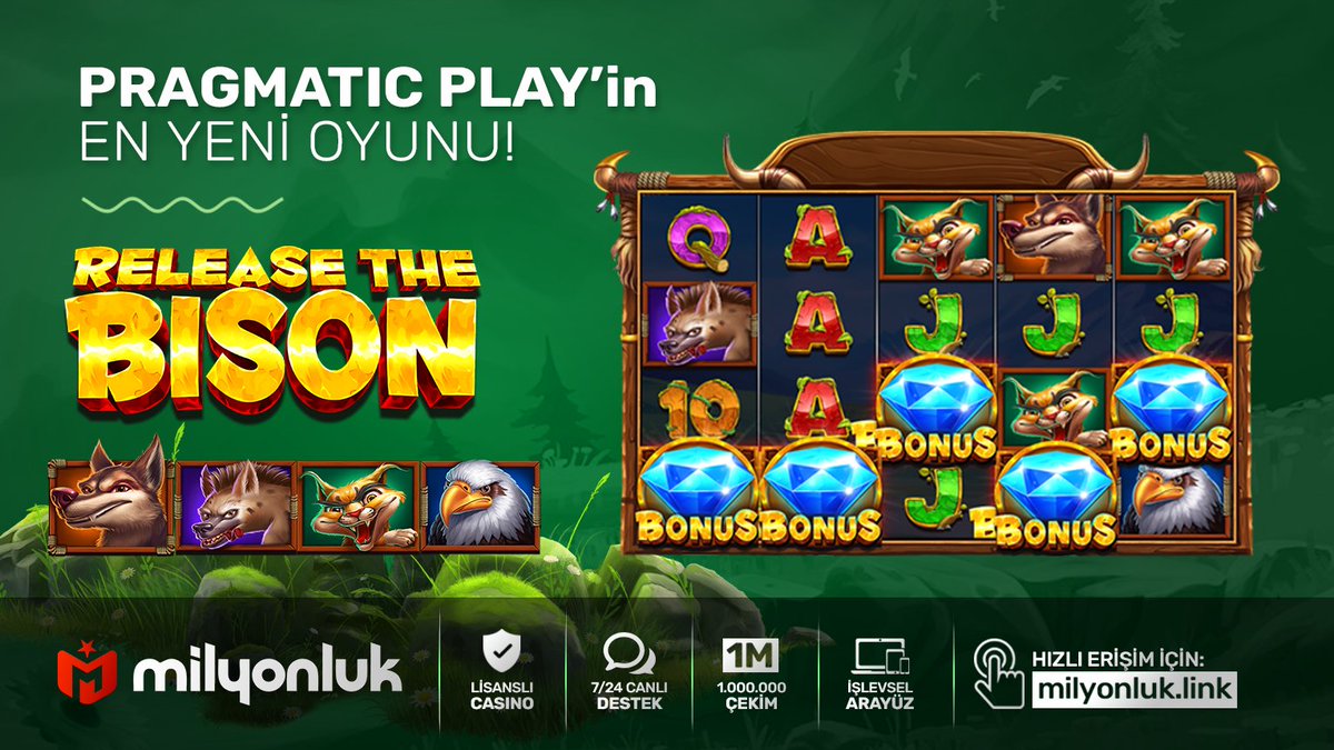 Release the Bison Yeni Pragmatic Play Oyunu 3000 katına kadar kazanç fırsatı sunan bu yepyeni klasik slot oyununda, 3 farklı freespin modu ile katlanan çarpan sembolleri ve sticky wild özellikleri ile çok kazanmaya hazır olun! Şimdi Milyonluk'ta dene! milyonluk.link