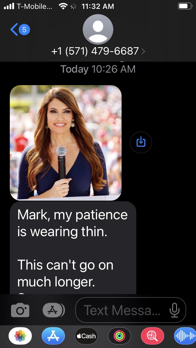 Why is Don  Jr's fiancé texting me high-handed solicitations for GOP contributions. Bev, I'm paid up, and Not a fan of WinRed. No offense intended. If you need further assistance please use USPS, Don JR's  family has my address